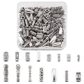 Beadthoven 150pcs/Box Tibetan Style Alloy Tube Beads Mixed Antique Silver Metal Column Spacers Beads for DIY Bracelet Necklace Jewelry Making Supplies - color: Antique Silver-Column