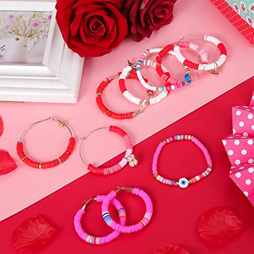 Batiyeer 3000 Pcs Valentine's Day Polymer Clay Beads Set 6 mm Heishi Clay Beads for Jewelry Making DIY Bracelet Necklace Accessories Craft Party Supplies (Red, Pink, White) - color: Red, Pink, White