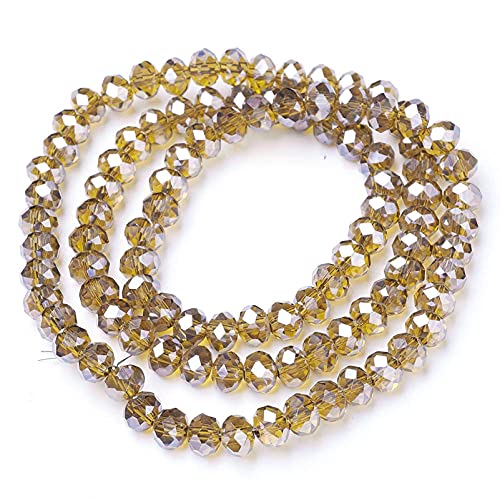 Craftdady 10 Strands 4mm Crystal Glass Briolette Beads Faceted Luster Rondelle Spacer Beads Electroplate Tiny Loose Beads About 1250pcs for Jewelry Craft Necklace Earring Bracelet, Dark Goldenrod - color: Dark Goldenrod, size: 4mm