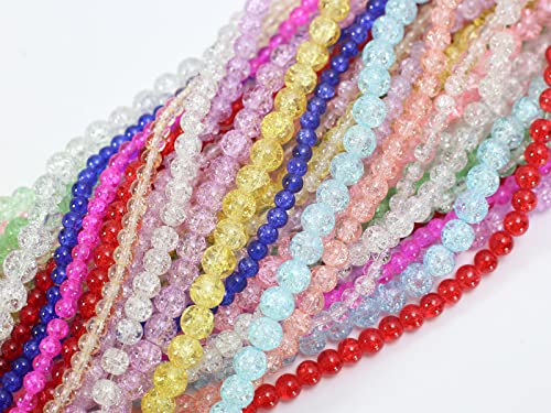 848PCS Crackle Glass Round Beads - 6mm 8mm 10mm Imitative Jade for Jewelry Making, Earrings, Necklaces, and DIY Crafts - size: 6mm 8mm 10mm Crackle