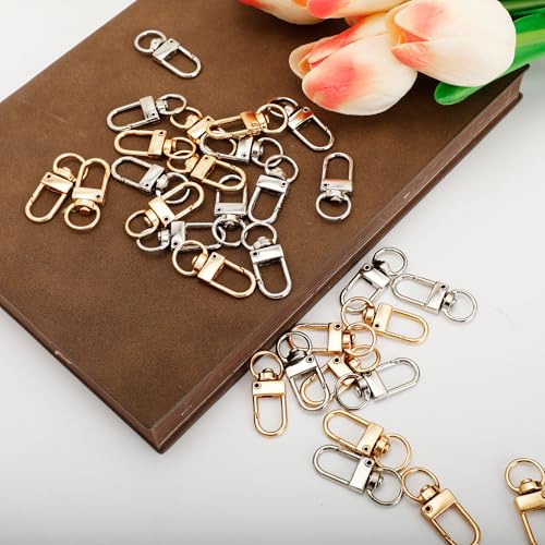 30PCS Gold and Silver Metal Lobster Claw Clasps, Swivel Lanyard Snap Hooks for Jewelry Making, Keychain, Bags, DIY Crafts and More - color: Silver+Gold
