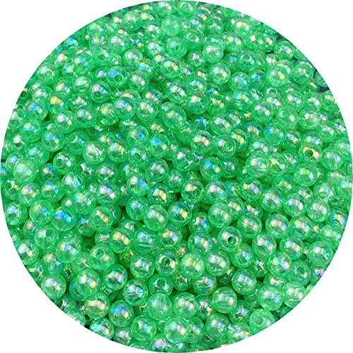 1000 Pcs 6mm Acrylic Round Beads AB Colors Round Spacer Beads for Earring Bracelet Necklace Key Chains Jewelry DIY Craft Making(Green AB) - color: Green AB, size: 6mm