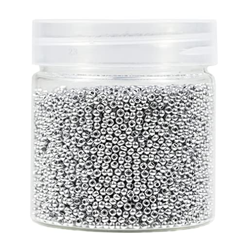 Bala&Fillic 2mm Round Size Almost Uniform Silver Color Seed Beads About 10000pcs /110 Grams in Box,12/0 Small Glass Seed Beads for Jewelry Making, Hole 0.6mm (Silver) - color: Silver