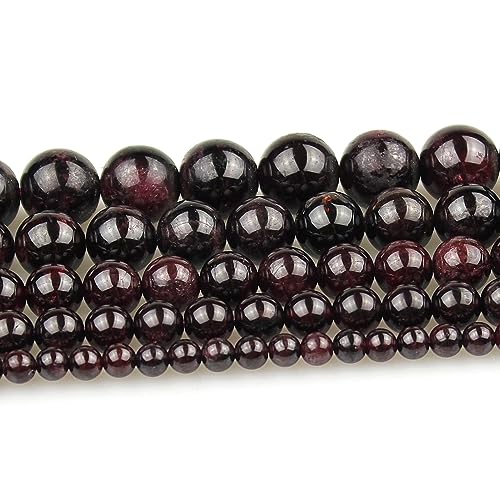 MJDCB Natural Stone Beads Garnet Round Loose Beads for Jewelry Making DIY Bracelet Necklace (4mm) - color: Garnet, size: 4mm