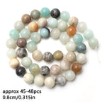 Stone Beads, 45pcs Amazonite, 8mm Round Loose Beads for Jewelry Making, Bracelets, with Bag, String & Card - color: Amazonite, size: 8mm