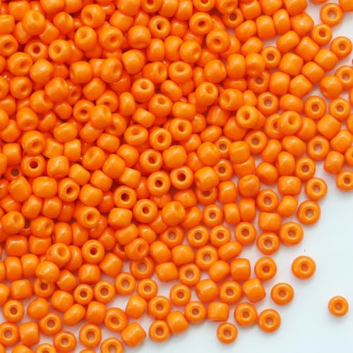 4mm Orange Seed Beads for Jewelry Making 200 Grams About 3380pcs,6/0 Glass Craft Beads for Making Earrings, Bracelets, Pendants, Waist Jewelry, DIY Handmade Seed Beads (Orange) - color: Orange, size: 4mm