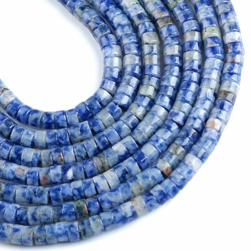 150pcs 2x4mm Natural Blue Sodalite Stone Tube Shape Beads Loose Flat Round Cylinder Flat Spacer Black Stone Beads for Bracelet Earrings Jewelry Making - color: Blue Sodalite, size: 2x4mm Tube shape