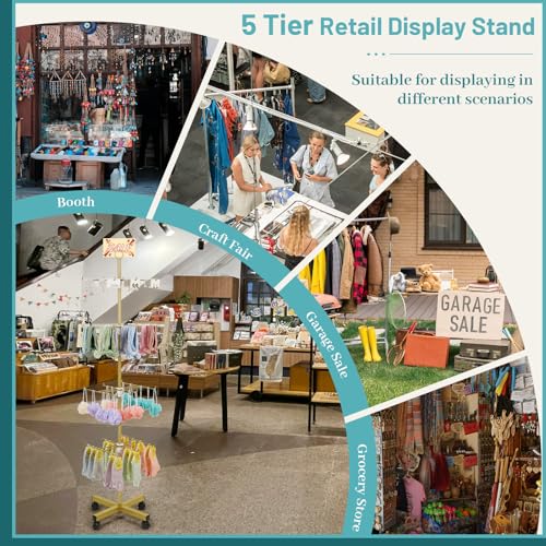 Flenpptly Retail Display Stand Rotating Display Stand 4 Tier Spinning Display Stand for Craft Shows, Jewelry, Keychain, Earring Adjustable Height Retail Display Racks (Gold) - color: 4-Tier Gold