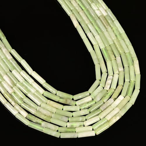 29 Pcs 4x13mm Genuine Real Light Green Jade Bead Cylinder Tube Beads for Bracelets Jewelry Making Crafts Adults - color: Light Green Jade, size: 4x13mm