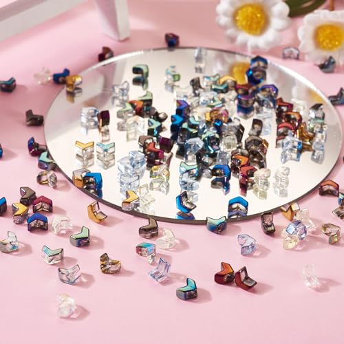 Cheriswelry 184pcs Arrow Glass Beads Colorful Electroplate Tiny Loose Spacer Beads Full/Half Plated Handcrafted Beads Bracelet Beads 5x6mm for DIY Earring Necklace Jewelry Making - color: Mixed Color-Arrow