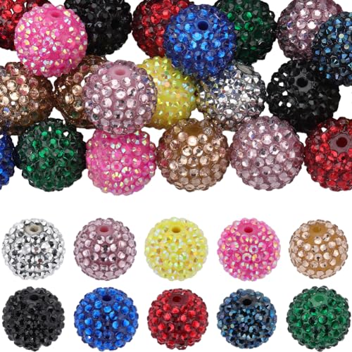 SUNNYCLUE 40Pcs 20mm Beads Bulk Bubblegum Beads Large Resin Rhinestone Beads Colorful Disco Ball Bead Chunky Bubble Gum Bead Beadable Pens Beads Loose Spacer Beads for Jewelry Making Beading Kits - color: 40pcs 20mm Colorful Chunky Beads
