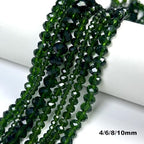 580pcs 4/6/8/10mm Glass Beads, Deep Green Faceted Crystal Briolette Loose Beads for Bracelets Necklaces DIY Crafts - color: Dark Green