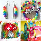 2880pcs Kandi Beads for Hair Pony Beads Kit Rainbow Beads Plastic Bead for Craft 6 x 9mm 24 Colors 4 Styles Large Hole Beads Set for Bracelets Jewelry Making