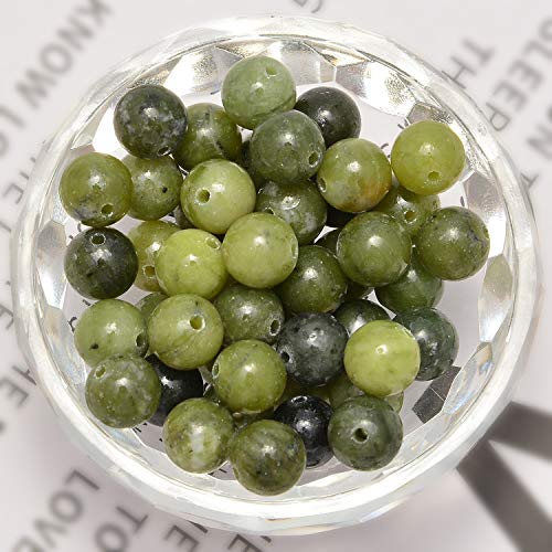 NCB 100pcs Gemstone Round Loose Beads Wholesale 6mm Natural Stone Beads with Elastic String for Bracelets Jewelry Making (Canadian Jade, 6mm 100Beads) - color: Canadian Jade, size: 6mm 100Beads