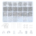 SONGIN Earring Making Kit, 1100 Pcs Jewellery Findings Earring Making Supplies Kit with Ear Hooks Posts Pins Open Jump Rings and 6 Styles Ear Backs (Silver) - color: Silver