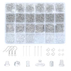 SONGIN Earring Making Kit, 1100 Pcs Jewellery Findings Earring Making Supplies Kit with Ear Hooks Posts Pins Open Jump Rings and 6 Styles Ear Backs (Silver) - color: Silver
