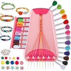 Friendship Bracelet Making Kit for Girls Ages 8-12, Kids Jewelry Making Kit with 28 Pre-Cut Threads and Letter Beads, Arts and Crafts for Kids, Birthday Easter Gifts for 6 7 8 9 10 11 12 Year Old - color: Pink/Red