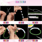 LPBeads 12 Rolls 0.8mm Elastic Stretchy String Cord for Bracelet Jewelry Making with Beading Needles and Ruler - style: White