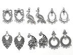 Filigree Chandelier Earring Loops Connectors Eardrop Necklace Linker Dangling Charm Pendant Connector for DIY Jewelry Making Accessaries(30pairs,Antique Silver Tone)