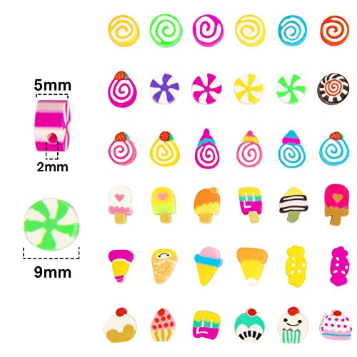 200PCS Colorful Candy Polymer Clay Beads 10mm Mixed Candy Ice Cream Spacer Beads Handmade Polymer Clay Beads Kit Bulk for Jewelry Making DIY Bracelet Necklace - color: Clay Candy