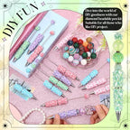 Tondiamo 45 Pcs Full Rhinestone Beadable Pens Bulk Set 15 Glitter Diamond Pens with Cards & Bags Fancy Beaded Pen for Beads DIY Cute Journalling Bling Ballpoint Craft Making(Bow Diamonds) - style: Bow Diamonds