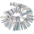 SUNYIK Grey AB Titanium Coated Crystal Points Quartz Polished Sticks Spikes Point Beads 15 inch Strand Drilled - color: Grey AB(Polished), size: 0.5"-1.6"