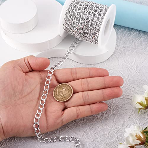 Craftdady 16.4 Feet Aluminum Curb Chain Link Silver Twisted Cable Cross Chain Unwelded 10x6.5mm with Spool for Bracelet Necklace Tassel Earring Jewelry Making - color: Silver, 10x6.5mm