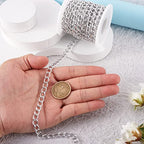 Craftdady 16.4 Feet Aluminum Curb Chain Link Silver Twisted Cable Cross Chain Unwelded 10x6.5mm with Spool for Bracelet Necklace Tassel Earring Jewelry Making - color: Silver, 10x6.5mm