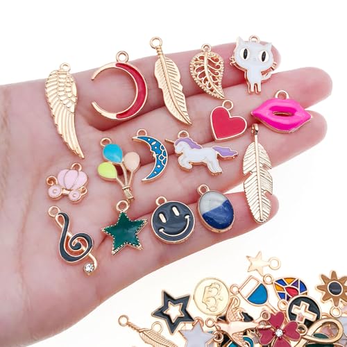 WOCRAFT 150pcs Enamel Bracelet Charms for Jewelry Making DIY Necklace Bracelet Keychain Crafting Charms Kit Craft Supplies (HK449)