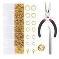 EuTengHao 1504Pcs Gold Open Jump Ring and Lobster Clasps Kit - Jewelry Making Repair Supplies with Pliers and Tweezers - color: Gold