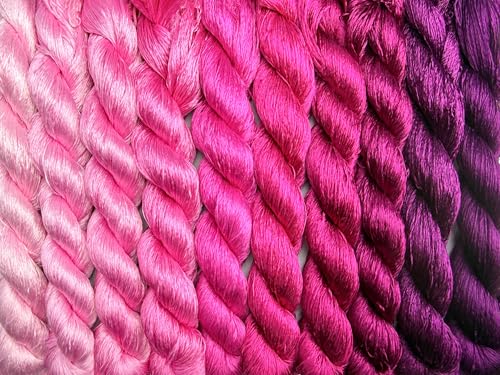 100% Nature Mulberry Handmade Embroidery Silk Thread Woven Jewelry Accessory Artificial Flowers Cross Stitch Floss DIY Sewing Kits 10 Gradient Colors 110m Each (25) - color: 25