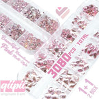 qiipii 3080Pcs Pink Nail Rhinestones 120 Multi Shapes Flatback Rhinestones Big Gems +2960 Light Pink Round Beads K9 Glass Stones Diamonds jewels Crystals for Nails Faces Eyes Makeup Clothes Crafts DIY - color: Pink, size: A Set