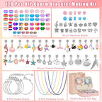 Hysagtek Jewellery Making Kit - Bracelet Making Kit 120 Pcs DIY Women Charm Bracelet Making Bracelets for Women Beads Necklace kit Jewelry Making Charm Pendants Craft with Box - color: 120PCS-Rainbow