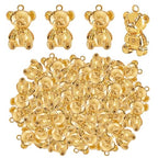 50 Pieces Cute Bear Dangle Charms Bright Golden Alloy Small Animal Bear Panda Hanging Pendants Bulk Accessories for DIY Necklace Bracelet Jewelry Making Craft Supplies - color: Bright Golden