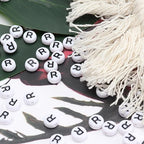 100Pcs Letter Beads 4x7mm White Round Acrylic Alphabet Beads Letter R Beads for Jewelry Making DIY Bracelets Necklaces Key Chains - color: R 100Pcs