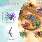 Ipotkitt 10 Pcs 5 Colors Halloween Glass Seed Spider Gothic Insect Crystal Mini Spider Charms with Platinum Brass Loops for Jewelry Making - color: 10pcs-Glass Spider Charms