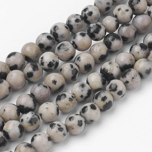 85Pcs Natural Dalmatian Jasper Beads 4mm Round Gemstone Beads Smooth Stone Loose Bead for DIY Bracelets Necklace Earrings Jewelry Making - color: Natural Dalmatian Jasper, size: 4mm