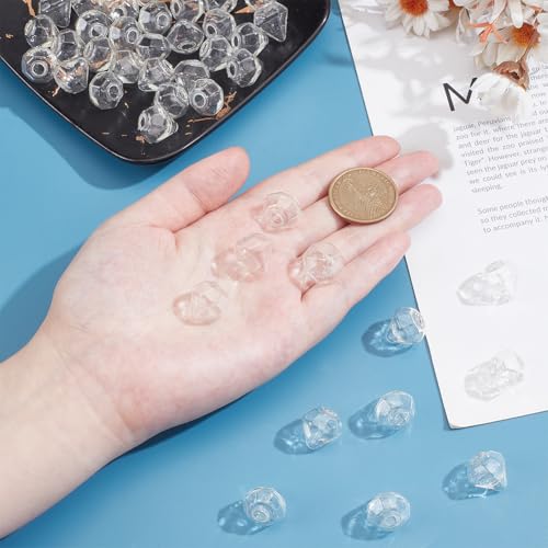WADORN 50Pcs Mini Glass Globes, 15x16mm Diamond Glass Crystal Craft Ball Clear Spheres Bottle Without Lid Wish Ball Charms for UV Resin Gemstone Dice Pendant Charms Bead Containers Earring Making