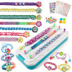 DDAI Bling Bracelet Kit for Girls Age 7-12 – Sparkly Friendship Craft Set with Gems, Threads & Stickers – Birthday Gift for 8 9 10 11 Year Old Girls & Holiday Surprise - color: Mint & White