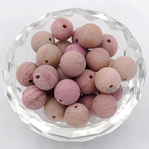 AD Beads Natural Matte Frosted Gemstone Round Spacer Loose Beads 4mm 6mm 8mm 10mm 12mm (8mm, Matte Pink Rhodonite) - color: Matte Pink Rhodonite, size: 8mm
