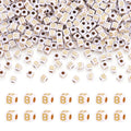 FASHEWELRY 500Pcs White Golden Letter Beads 4.5mm Square Alphabet Beads Acrylic Cube Letter B Beads for Friendship Bracelet Necklace Keychains Jewelry Making - color: Letter B