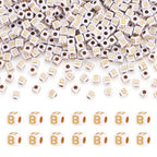 FASHEWELRY 500Pcs White Golden Letter Beads 4.5mm Square Alphabet Beads Acrylic Cube Letter B Beads for Friendship Bracelet Necklace Keychains Jewelry Making - color: Letter B
