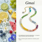 Gmai Layered Beaded Necklace for Women Colorful Trendy Snake Chain Circle Pendant Choker Gold Chain Adjustable Length Bohemian Rainbow Stackable Necklaces Jewelry Gift - style: Green yellow white string beads