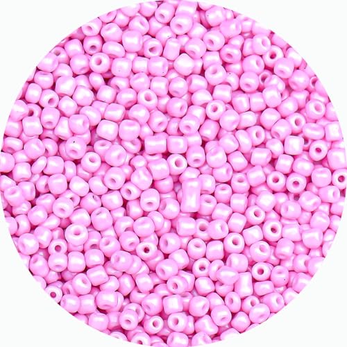 8/0 Glass Seed Beads Bulk, Light Pink 3mm Tiny Round Craft Seed Bead, Small Mini Pony Beads for Jewelry Making Bracelet Necklace Wrist Beading Weaving Supplies, 2500pcs - color: Light Pink