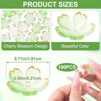 100pcs Cherry Blossom Beads, 5-Petal Light Green Gradient Acrylic Flower Beads, Mini Spacer Hair Accessories Halloween Christmas for Bracelets Earring Jewelry Making - color: Light Green