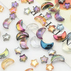 Glass Beads, KLFHS 60PCS Mixed Color Star and Moon Glass Beads for Jewelry Making, Cute Unique Bead Bulk Spacer Bead for Jewelry Bracelet Necklace Earring Craft Supplies DIY - color: Star-moon