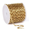 33 Feet Gold Rolo Box Chain Bulk, 3mm 18K Gold PVD Plated 304 Stainless Steel Square Link Cable Chains Roll Spool for Jewelry Making DIY Craft - color: 3MM Gold Rolo Box Chain