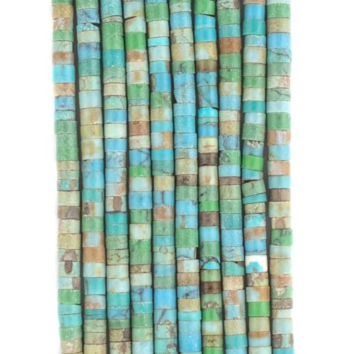 The Bead Chest Mixed Afghan Turquoise Beads 3mm Afghanistan Green Heishi Gemstone 15 Inch Strand