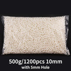FM FM42 500g/1200pcs 10mm Pearls with 5mm Big Hole Ivory Simulated Pearl Beads for Crafts - color: 10mm Pearls with 5mm Hole, 500g/1200pcs
