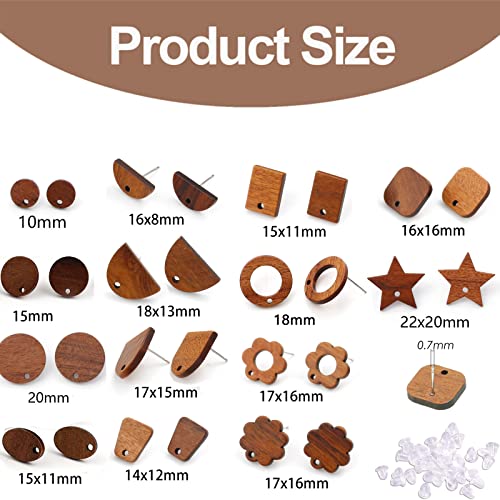 DoreenBeads 30Pcs Natural Wooden Stud Earrings Posts with Loop for Jewelry Making- Small Circle Wood Earring Posts with Ear Backs for Women DIY Earring Making Personalized Jewelry Findings - color: Small Circle